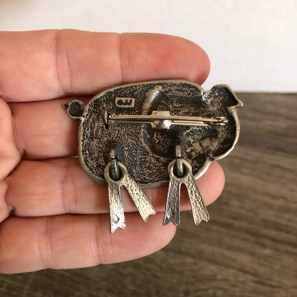Vtg  JJ Pewter Pig Moving Brooch - Picture 7 of 9